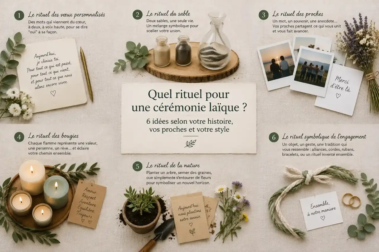 Quel rituel pour une cérémonie laïque ? 6 idées selon votre histoire, vos proches et votre style