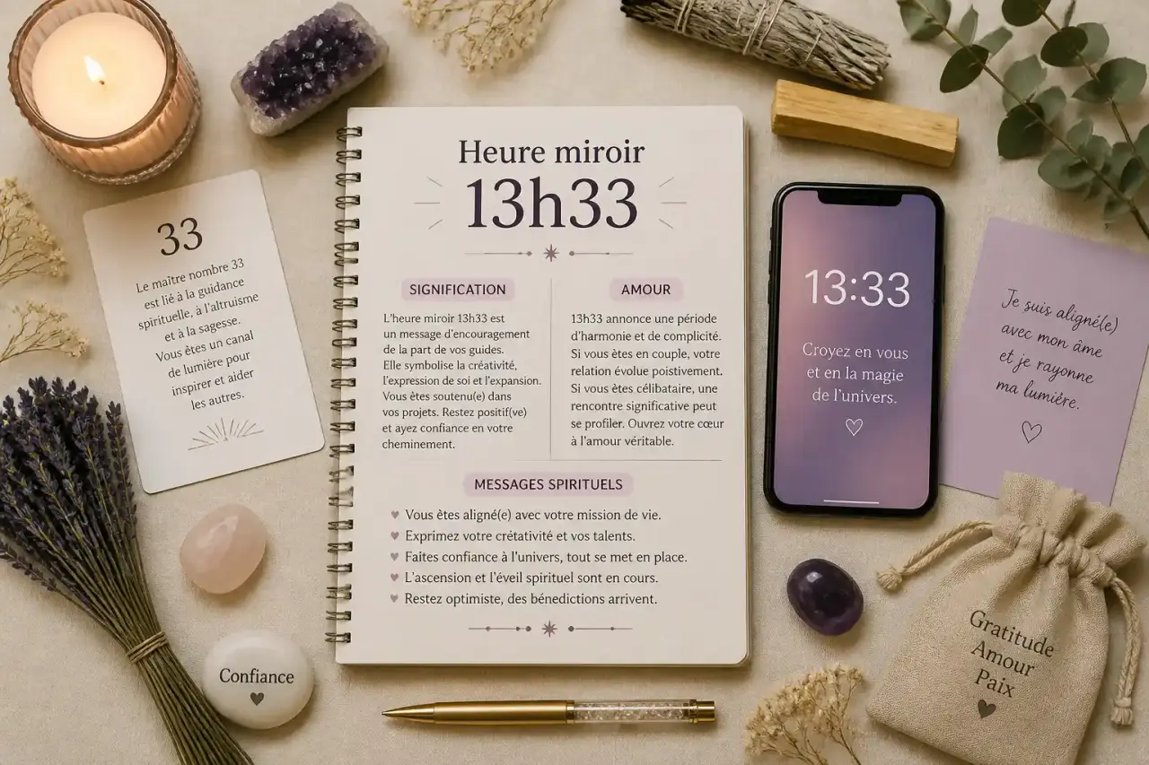 Heure miroir 13h33 : signification, amour et messages spirituels