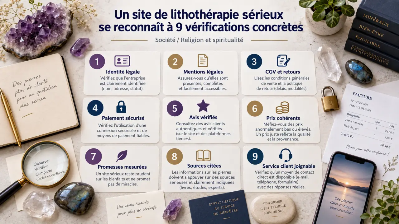 Un site de lithothérapie sérieux se reconnaît à 9 vérifications concrètes