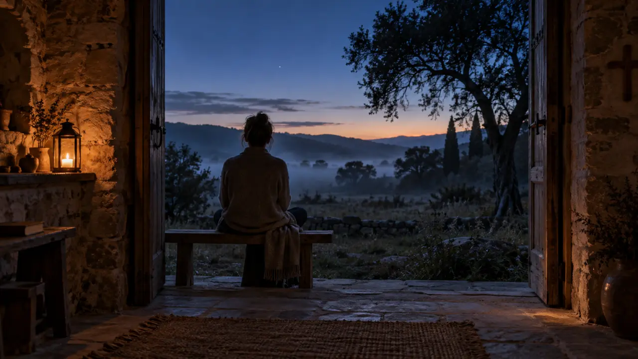 Paysage brumeux à l'aube, évocation d'un temps de silence et de contemplation